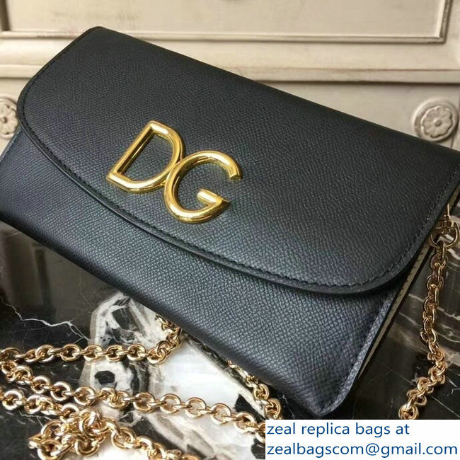 Dolce  &  Gabbana DG Chain Wallet Bag in Dauphine Calfskin Black 2018